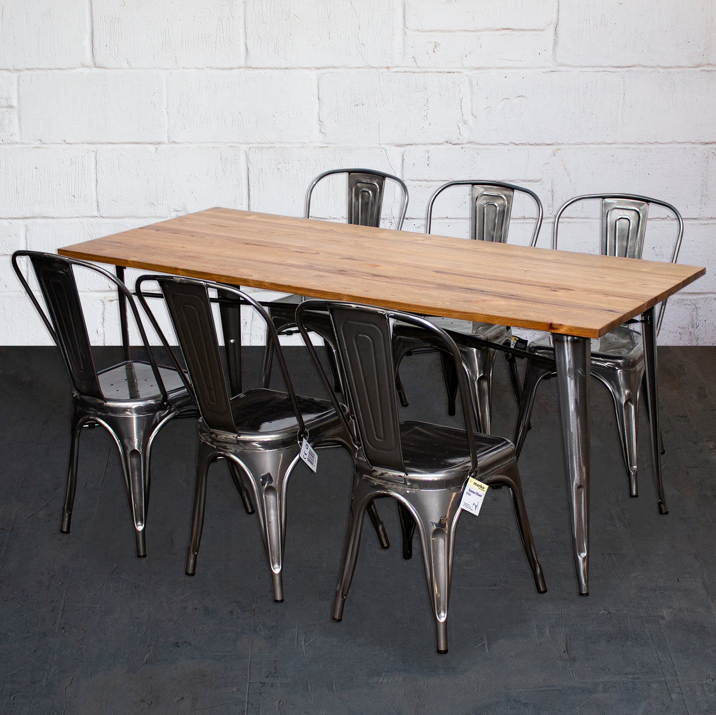 7PC Taranto Table & 6 Siena Chairs Set - Steel