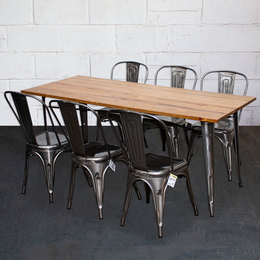 7PC Taranto Table & 6 Siena Chairs Set - Steel
