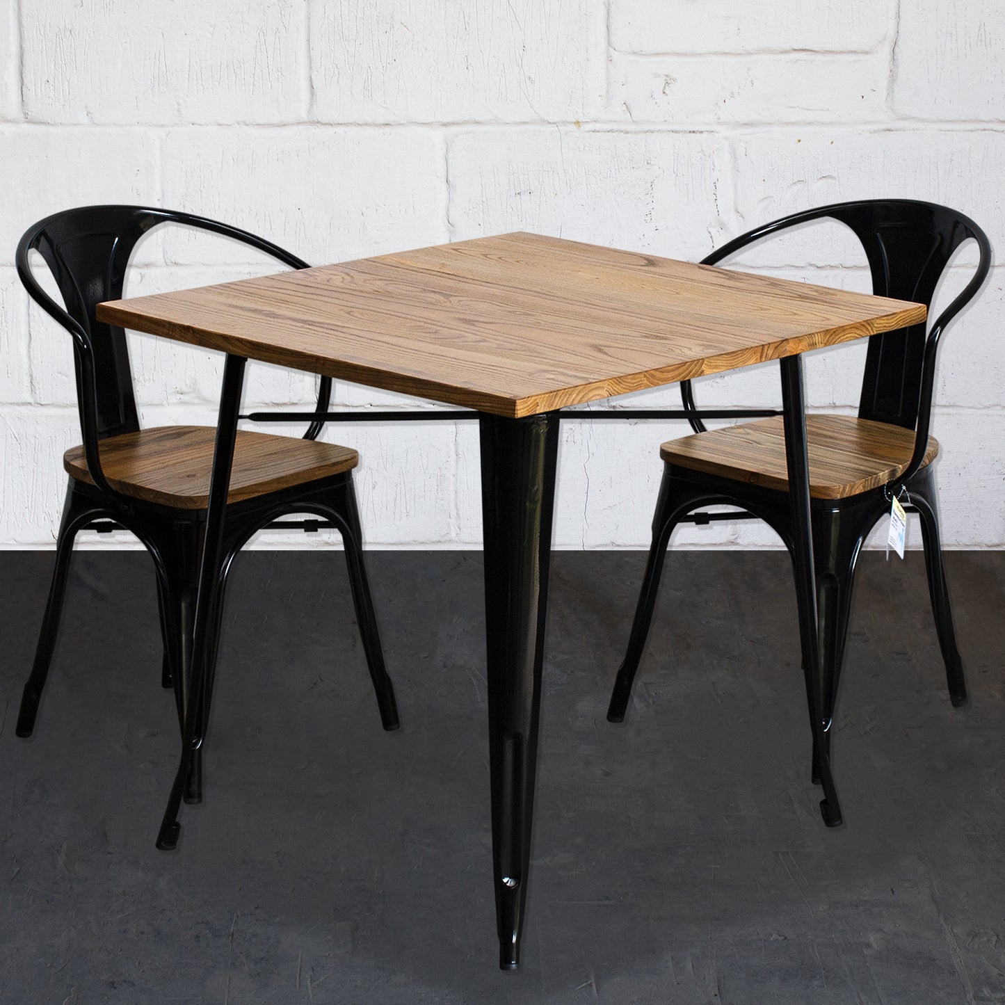 3PC Enna Table & Florence Chair Set - Black