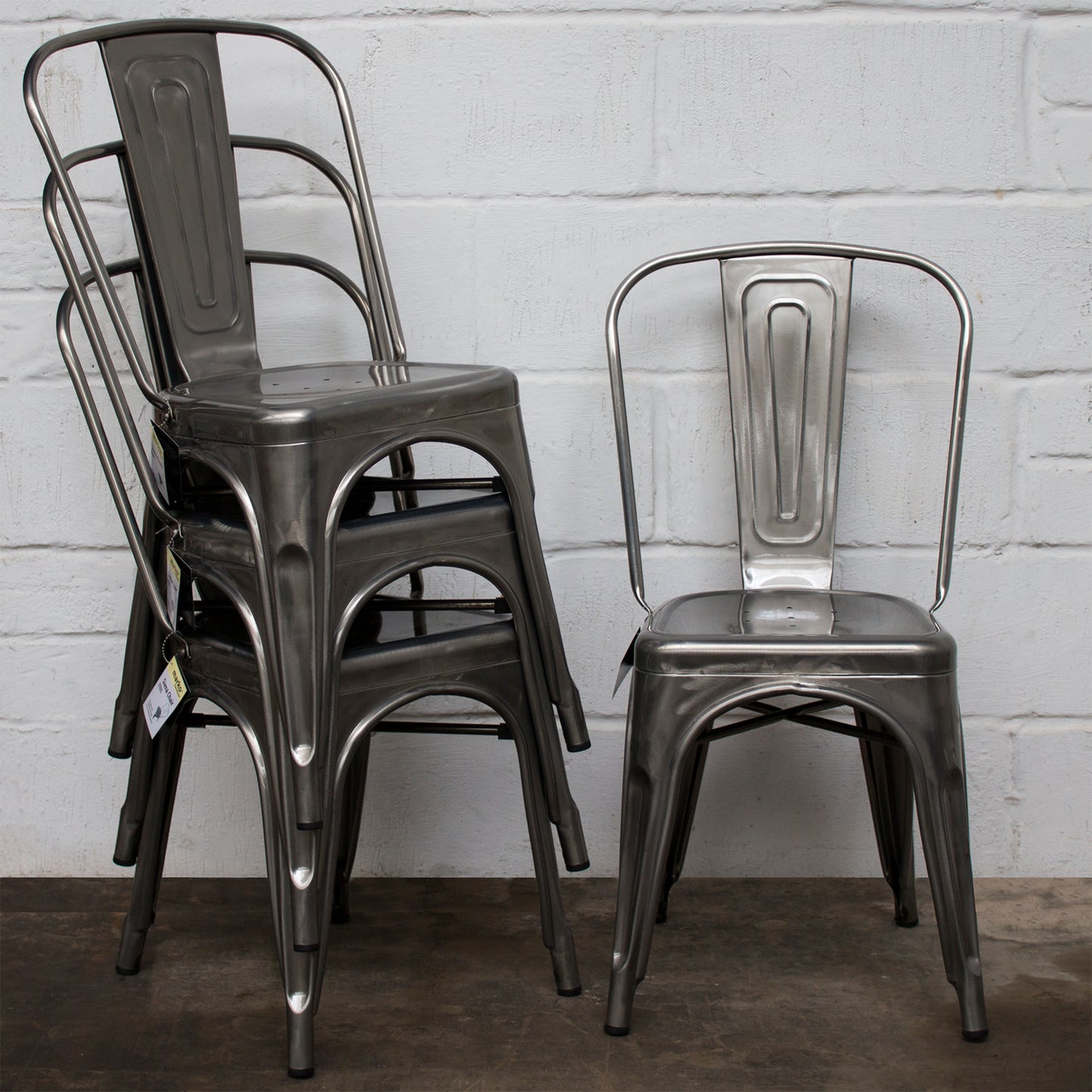 5PC Prato Table & 4 Siena Chairs Set - Steel