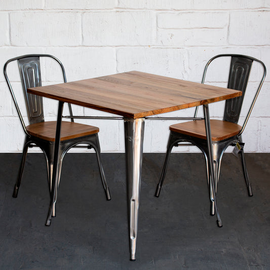 3PC Enna Table & Palermo Chair Set - Steel