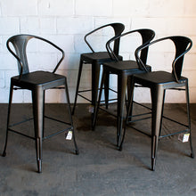 5PC Laus Table & Favara Bar Stool Set - Onyx Matt Black