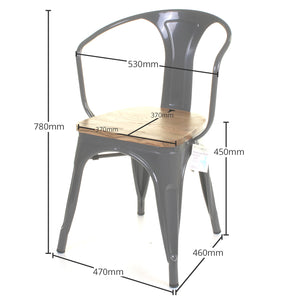 7PC Prato Table, 4 Florence Chairs & 2 Rho Stools Set - Graphite Grey