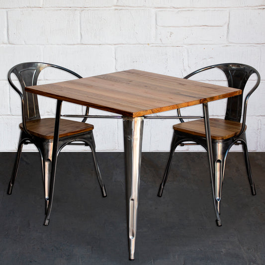 3PC Enna Table & Florence Chair Set - Steel