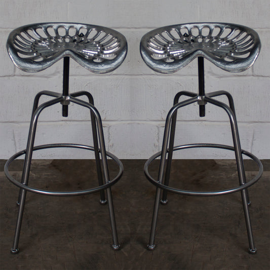 Arezzo Tractor Bar Stools - Silver