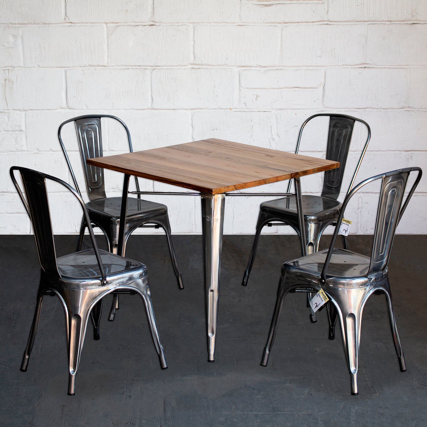 5PC Enna Table & Siena Chair Set - Steel
