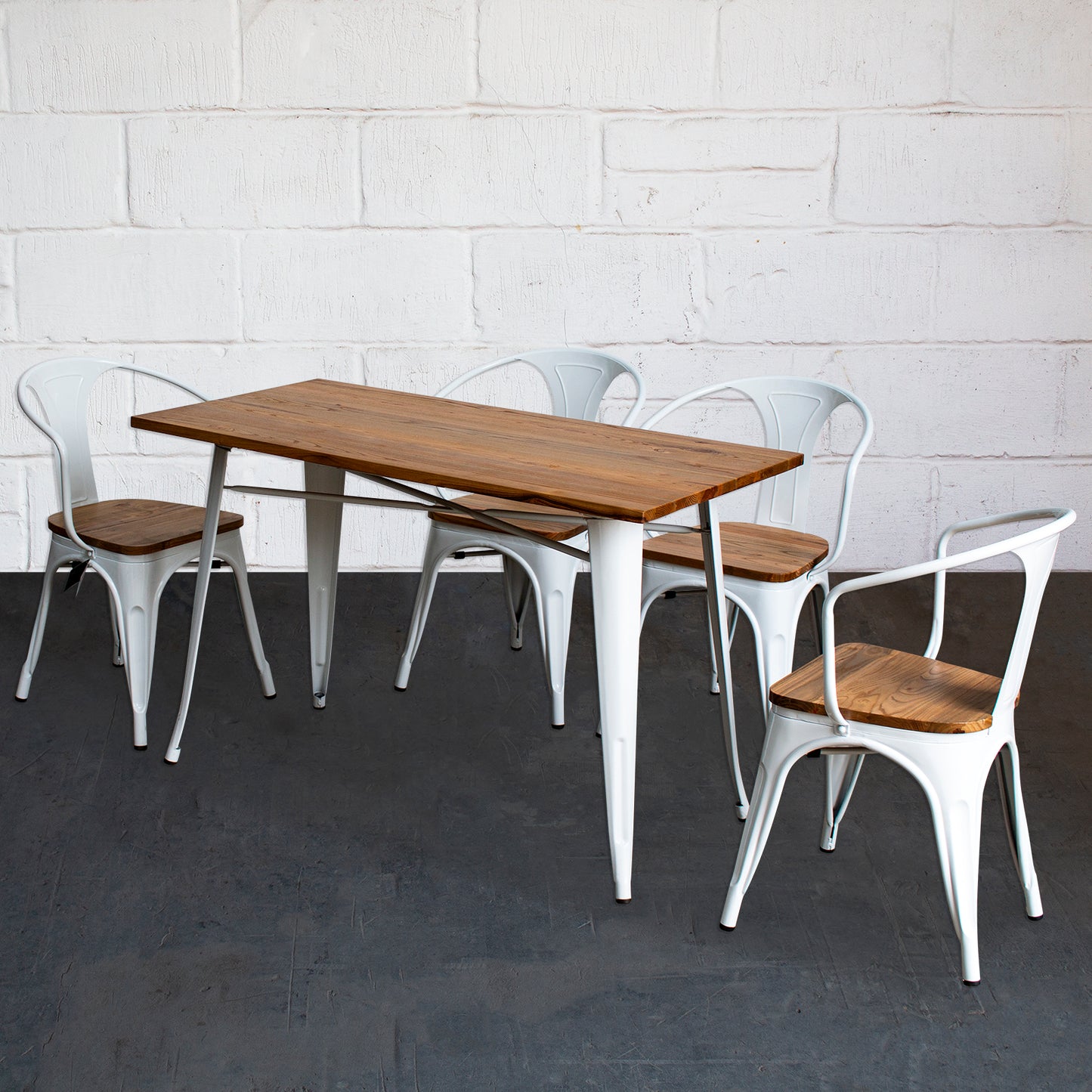 5PC Prato Table & 4 Florence Chairs Set - White
