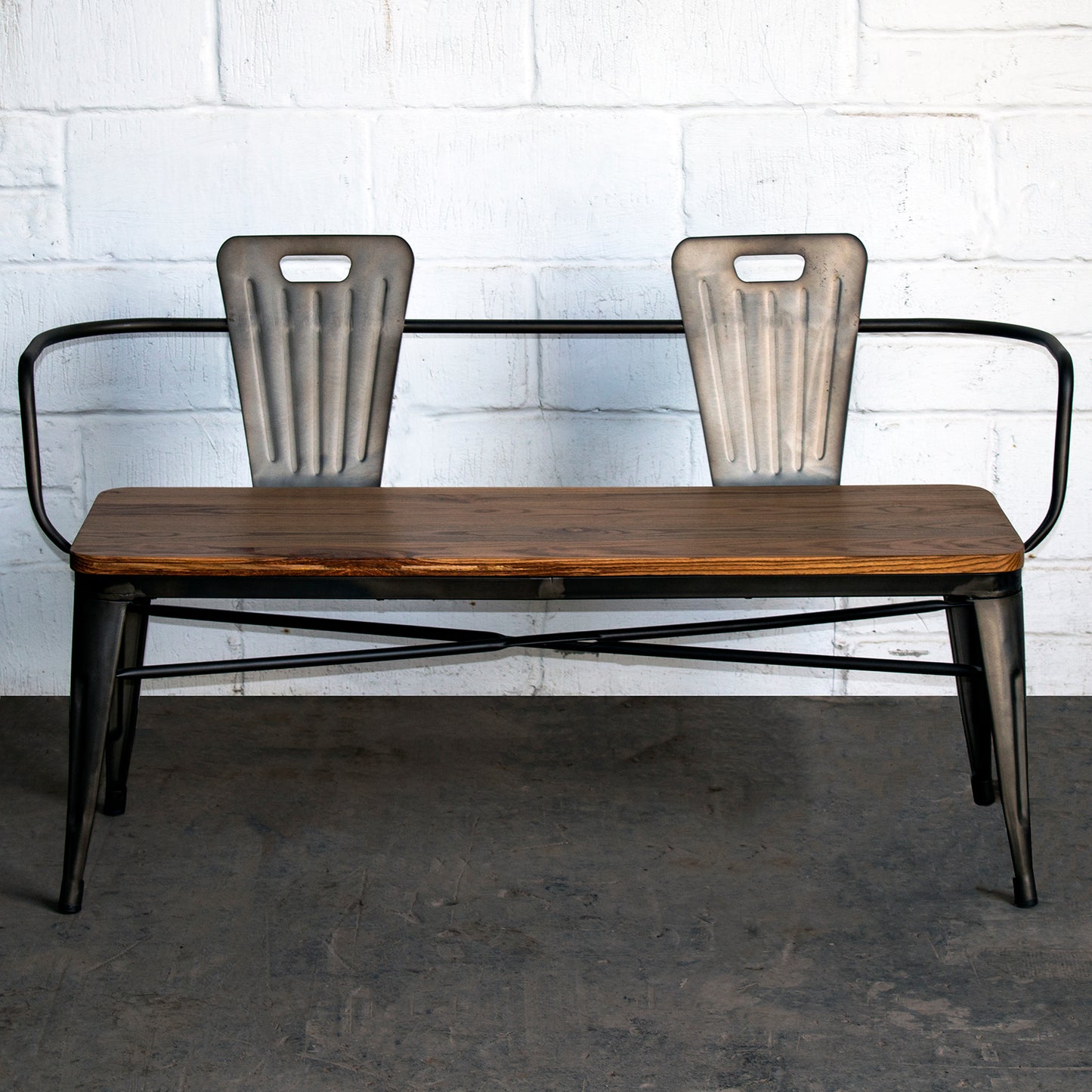 5PC Taranto Table, 3 Rho Stools & Nuoro Bench Set - Gun Metal Grey