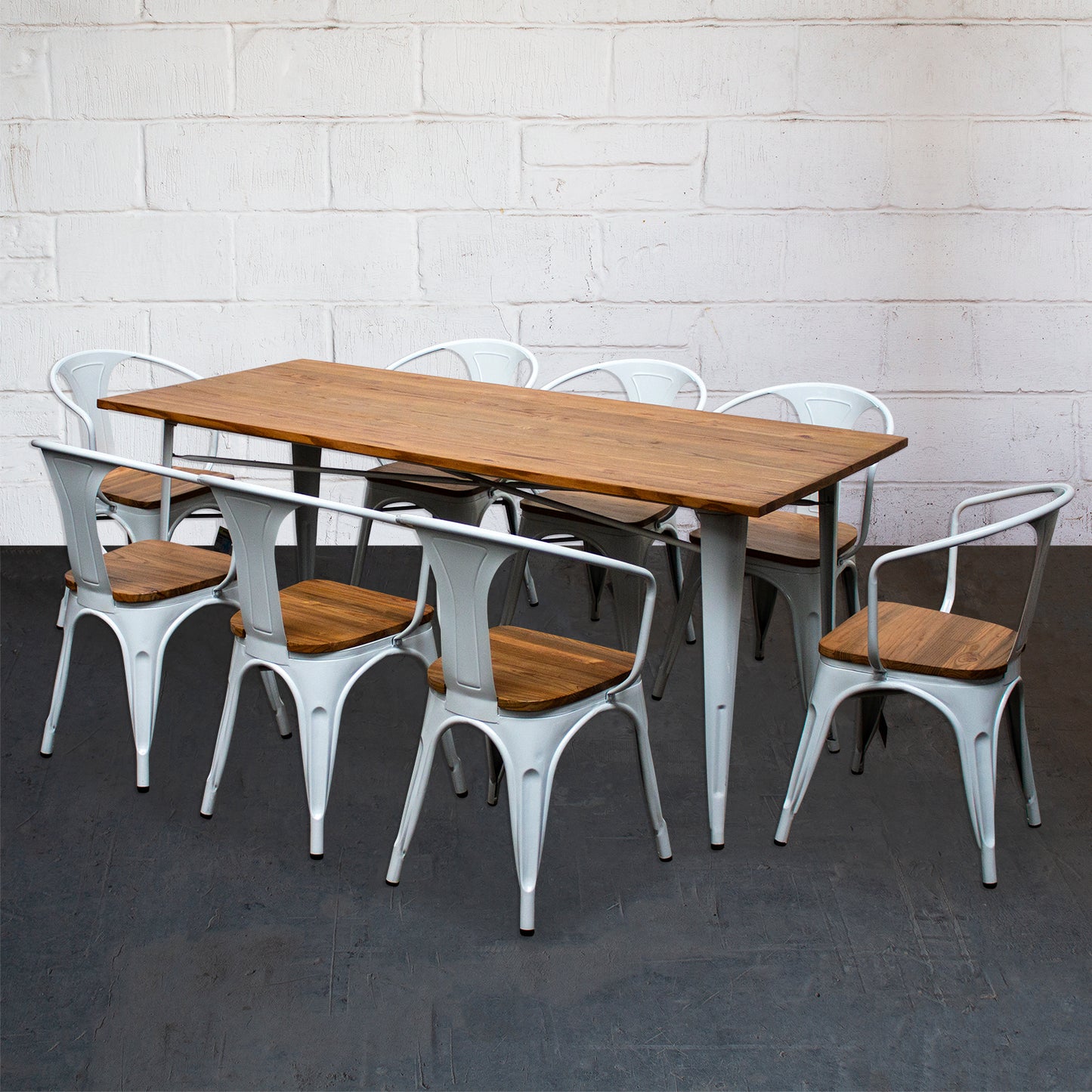 9PC Taranto Table & 8 Florence Chairs Set - White