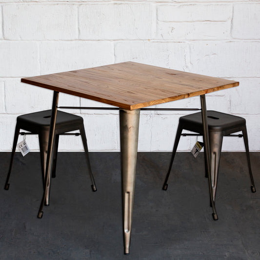 3PC Enna Table & Castel Stool Set - Gun Metal Grey