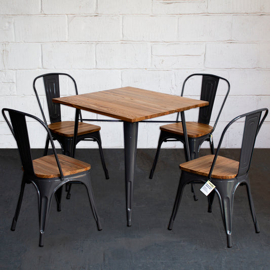 5PC Enna Table & Palermo Chair Set - Graphite Grey