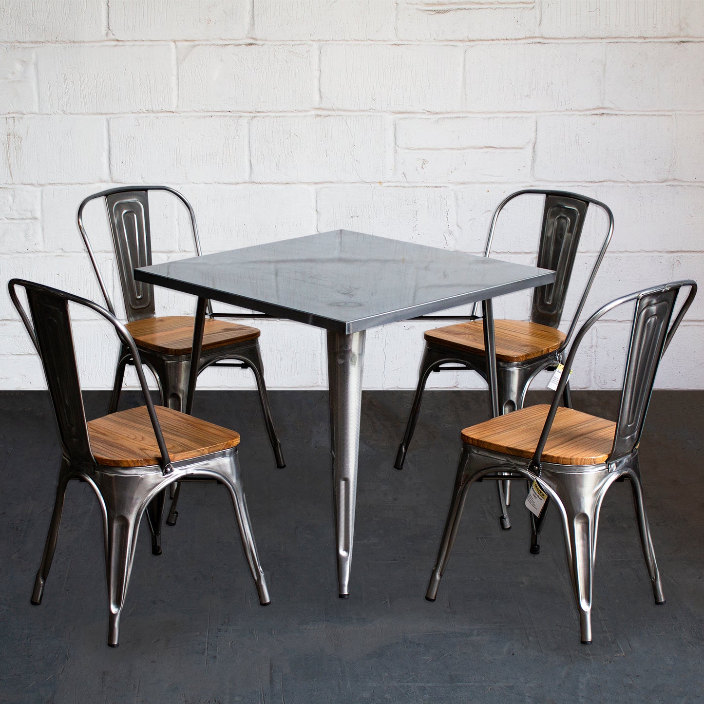 5PC Belvedere Table & Palermo Chair Set - Steel