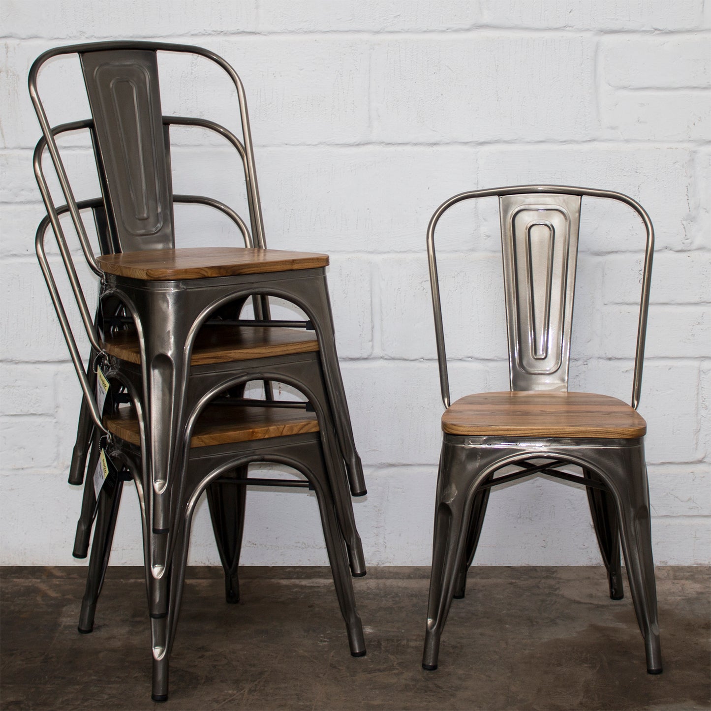 5PC Belvedere Table & Palermo Chair Set - Steel
