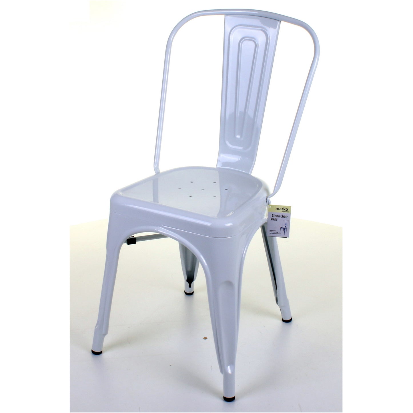 7PC Taranto Table, 3 Siena Chairs & 3 Castel Stools Set - White