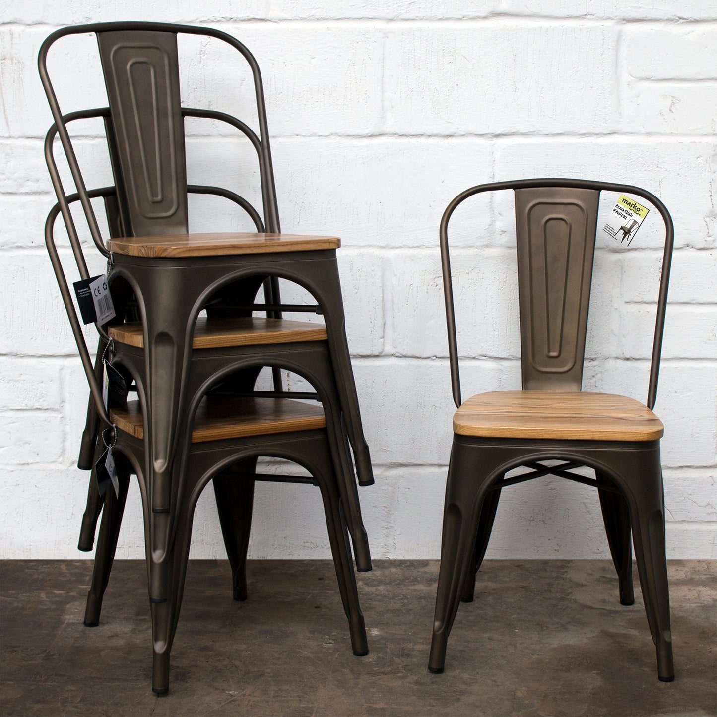 9PC Taranto Table, 2 Florence & 6 Palermo Chairs Set - Gun Metal Grey