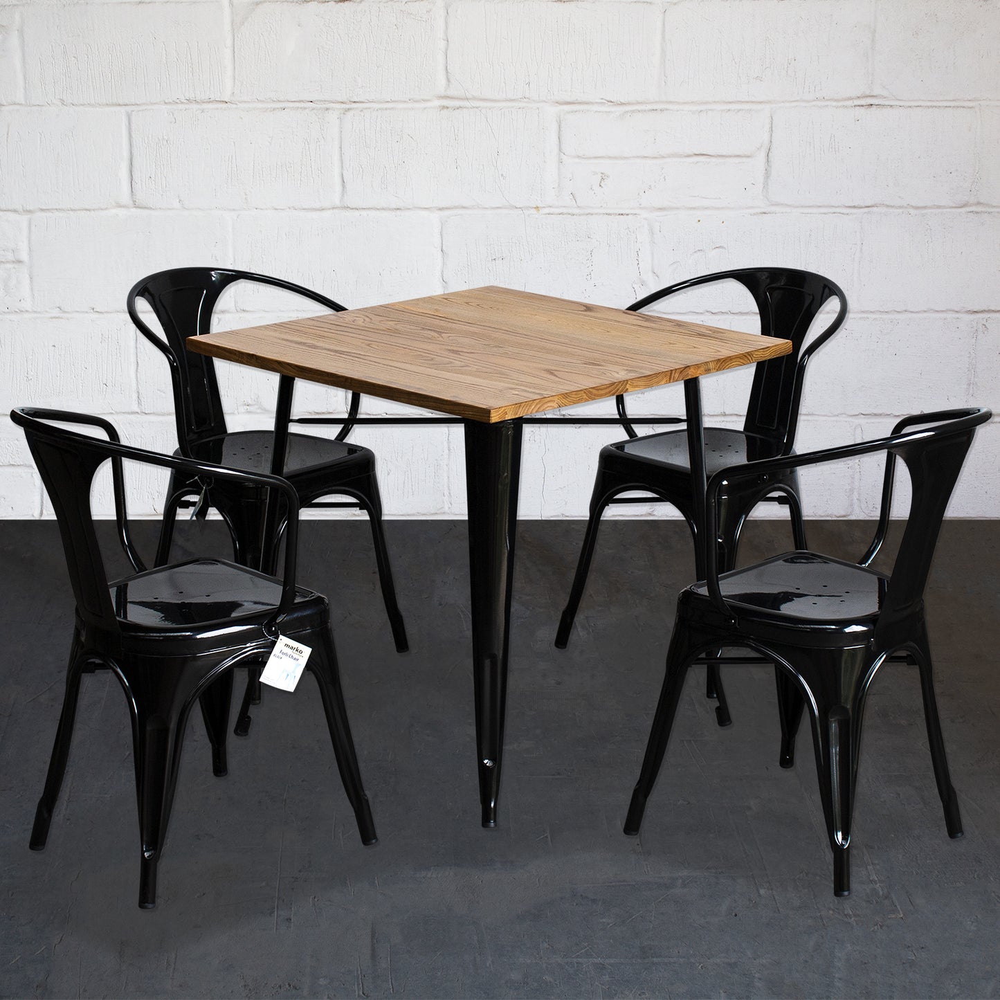 5PC Enna Table & Forli Chair Set - Black