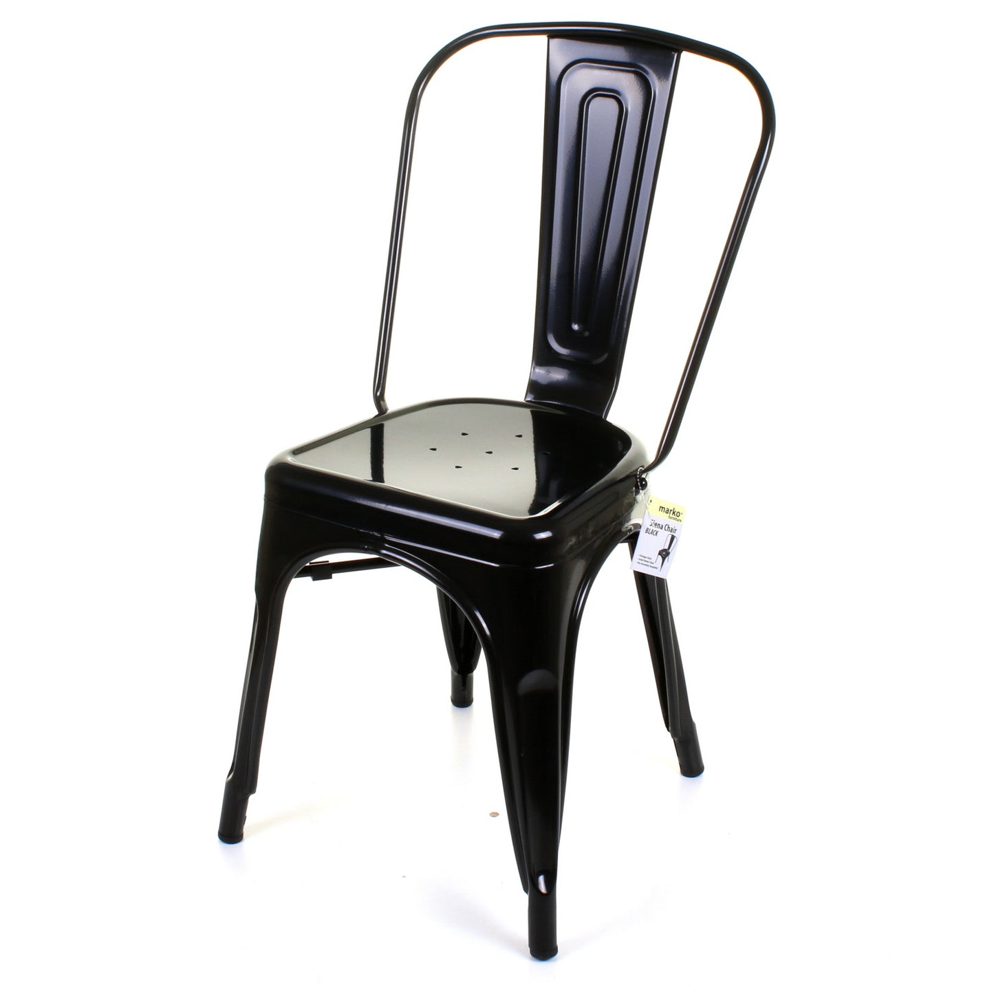 7PC Prato Table, 4 Siena Chairs & 2 Castel Stools Set - Black