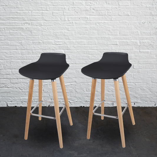 Pack of 2 ABS Bar Stool Square - Black