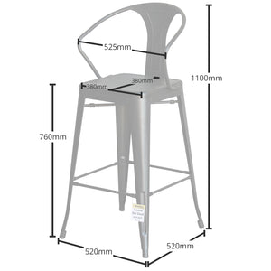 5PC Laus Table & Favara Bar Stool Set - Onyx Matt Black