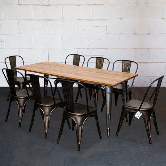 9PC Taranto Table & 8 Siena Chairs Set - Gun Metal Grey