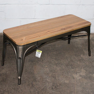 4PC Prato Table, 2 Palermo Chairs & Sicily Bench Set - Gun Metal Grey