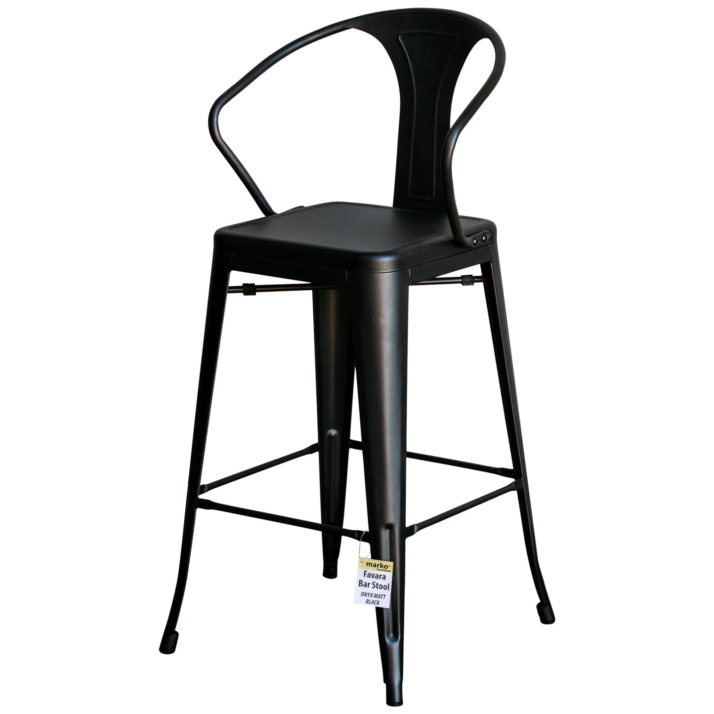 5PC Laus Table & Favara Bar Stool Set - Onyx Matt Black
