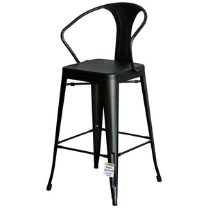 5PC Laus Table & Favara Bar Stool Set - Onyx Matt Black