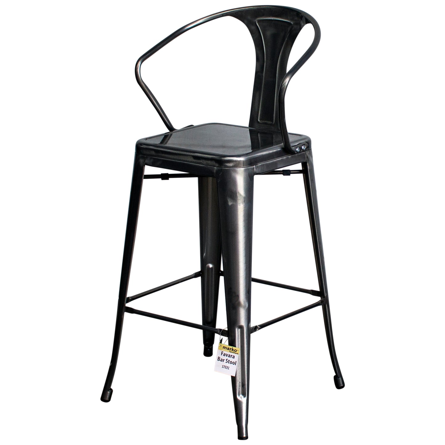 3PC Lodi Table & Favara Bar Stool Set - Steel