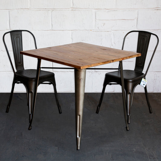 3PC Enna Table & Siena Chair Set - Gun Metal Grey