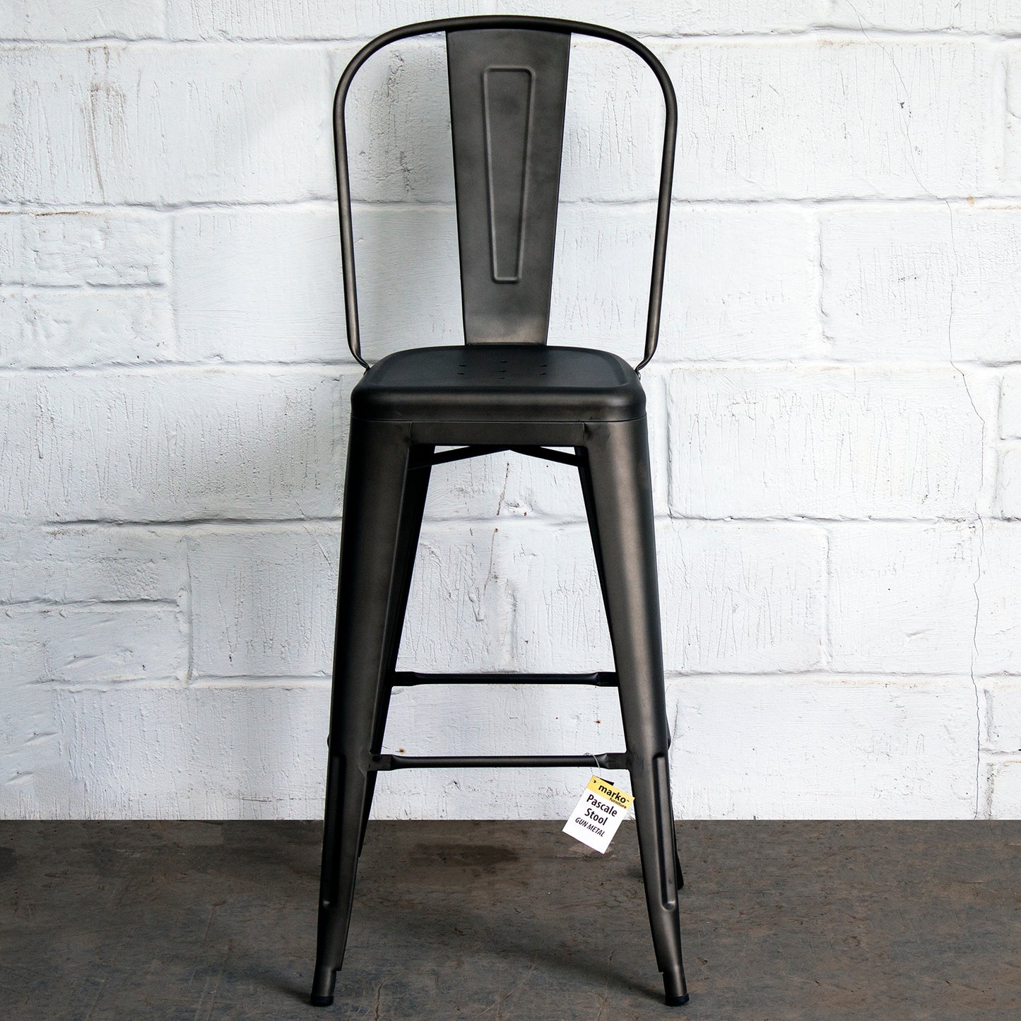 5PC Laus Table & Pascale Bar Stool Set - Gun Metal Grey
