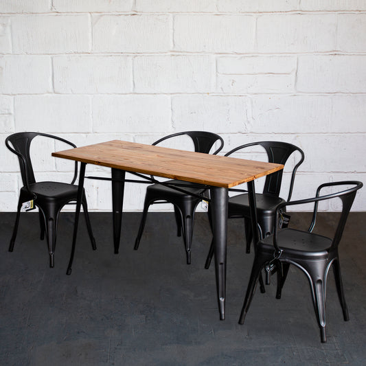 5PC Prato Table & 4 Forli Chairs Set - Onyx Matt Black