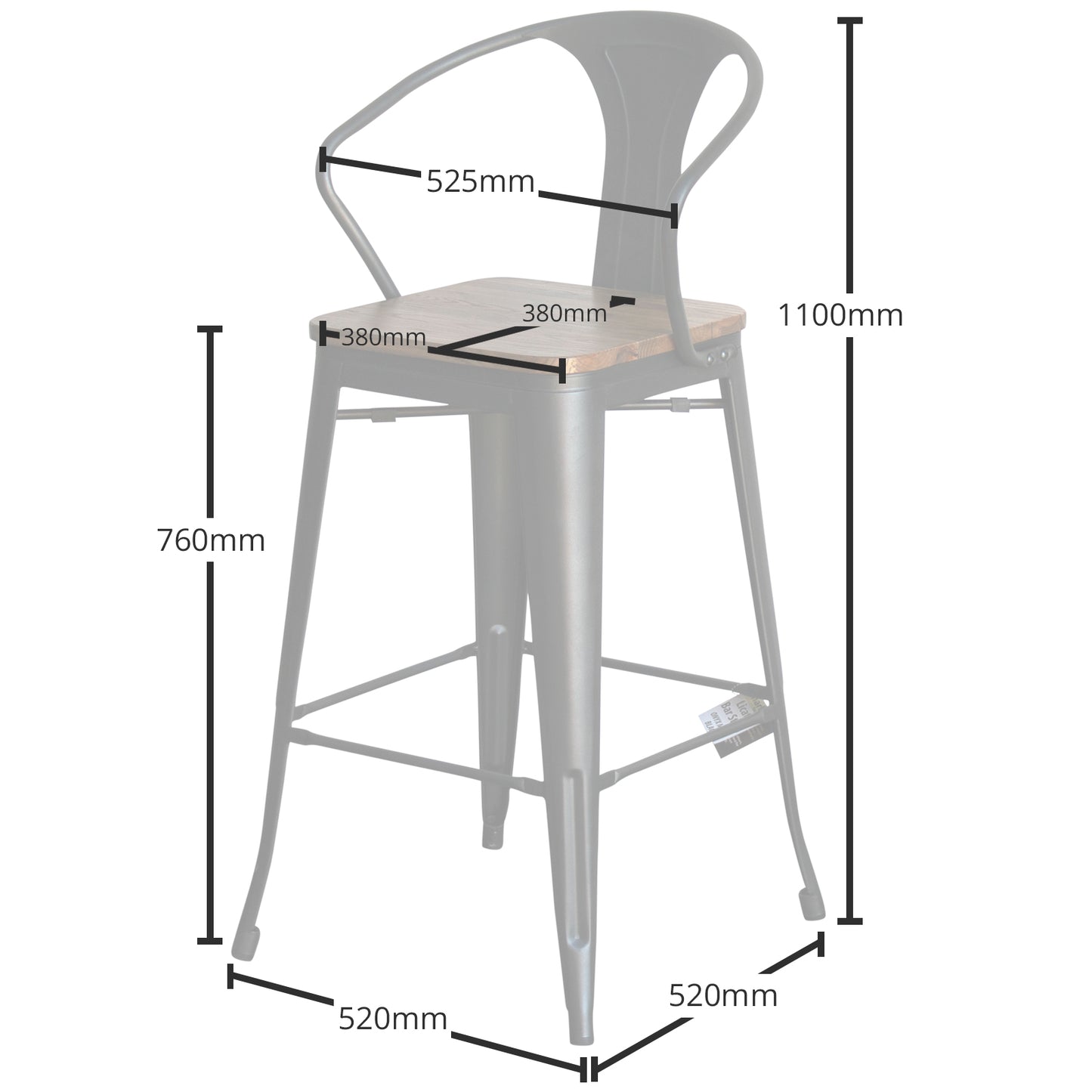 Licata Bar Stool - Pale Grey