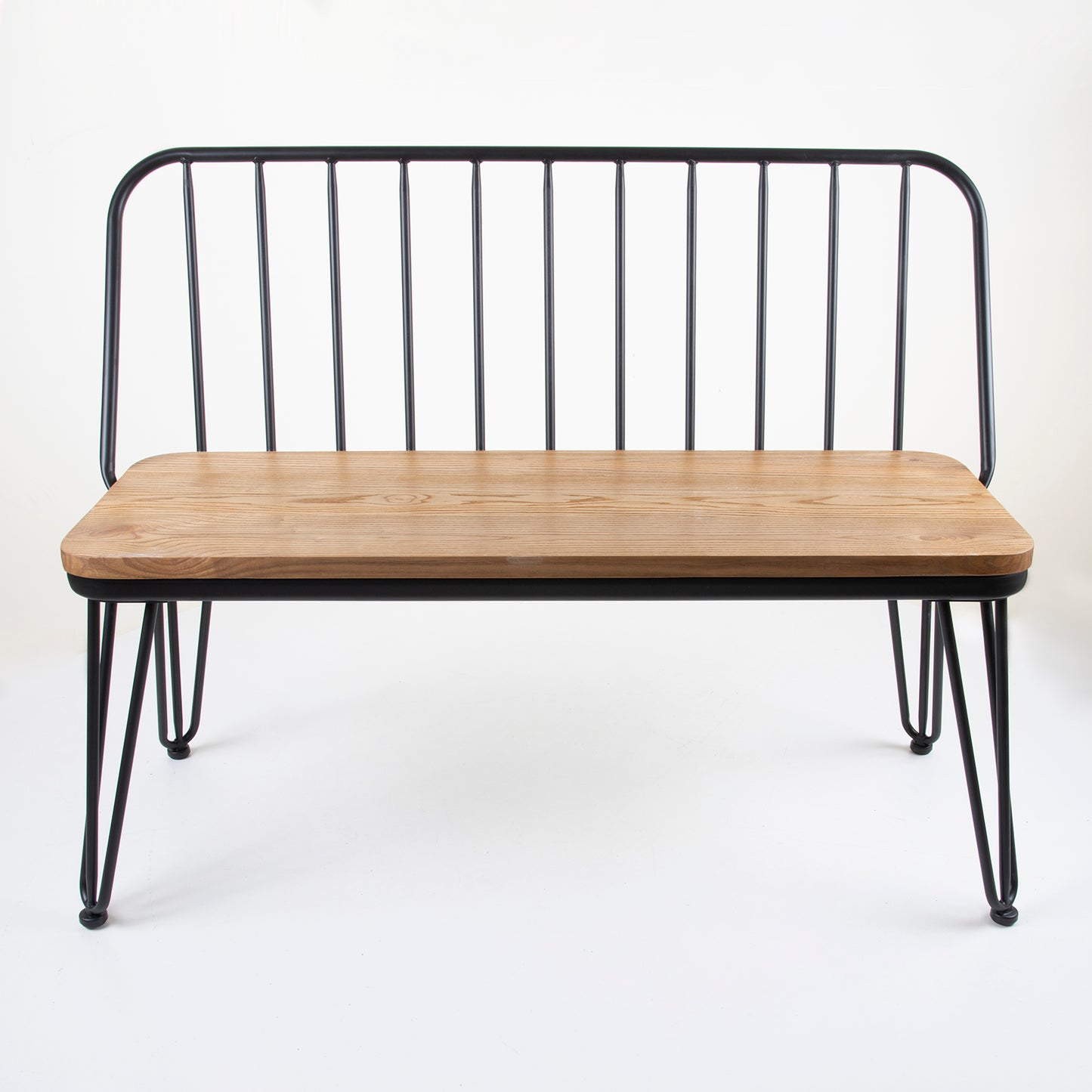 Rustic Bench With Wire Backrest