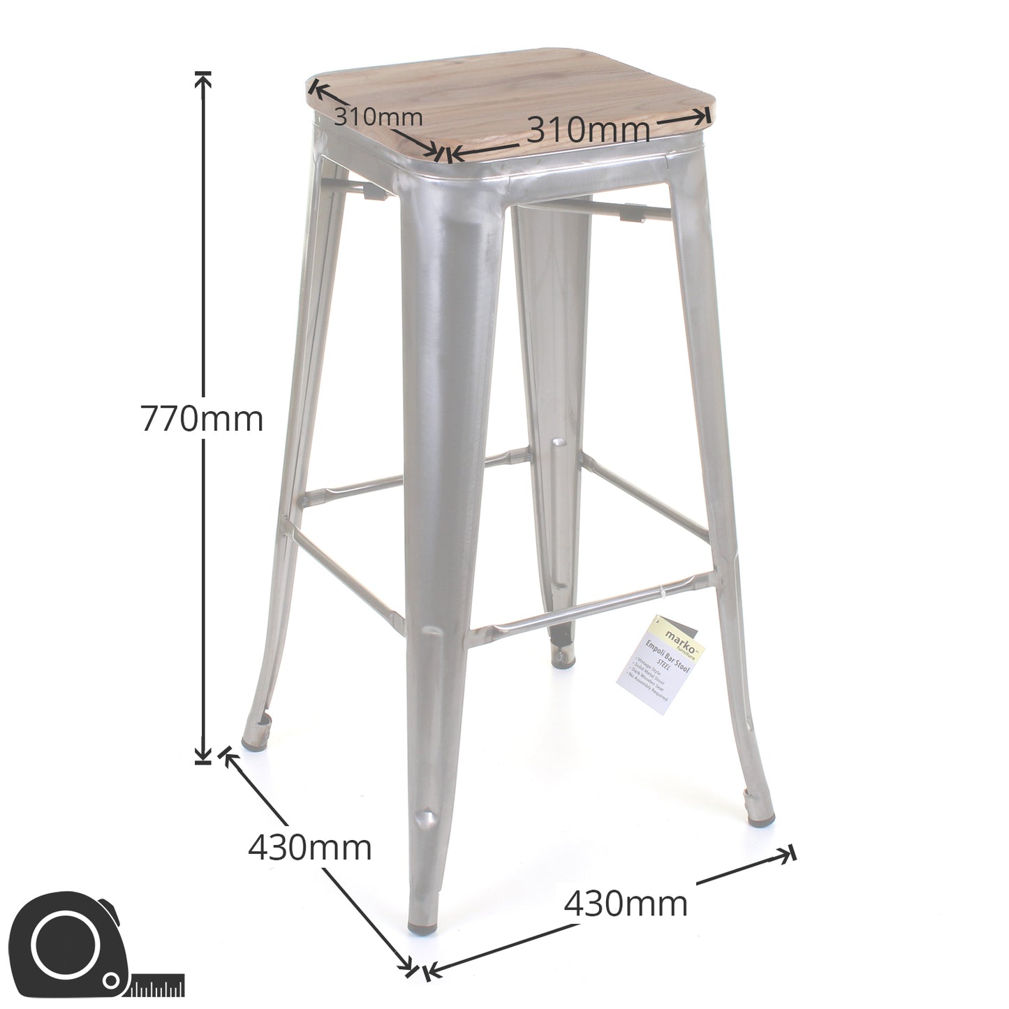 5PC Lodi Table & Firenze Bar Stool Set - Steel