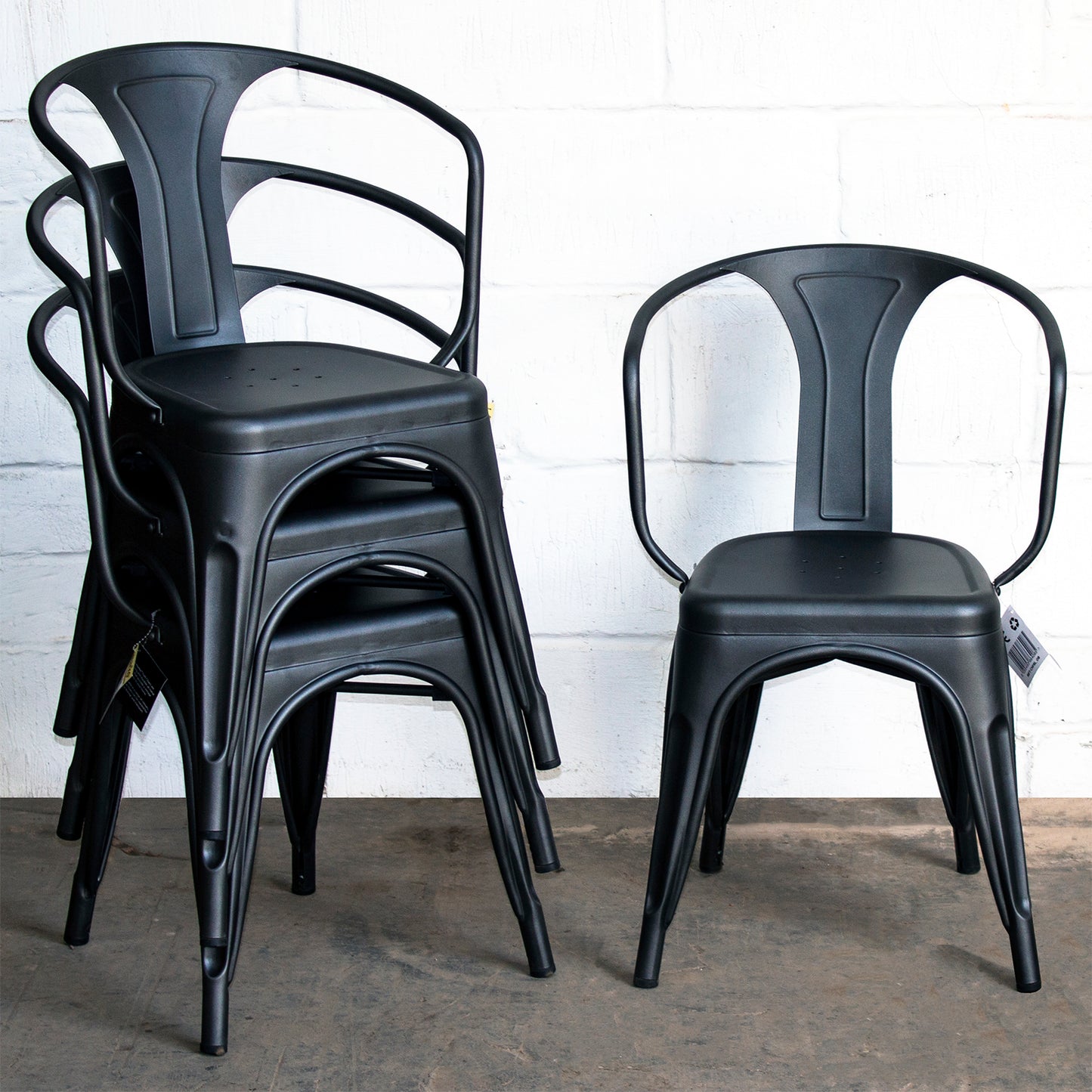 9PC Taranto Table, 2 Forli & 6 Siena Chairs Set - Onyx Matt Black