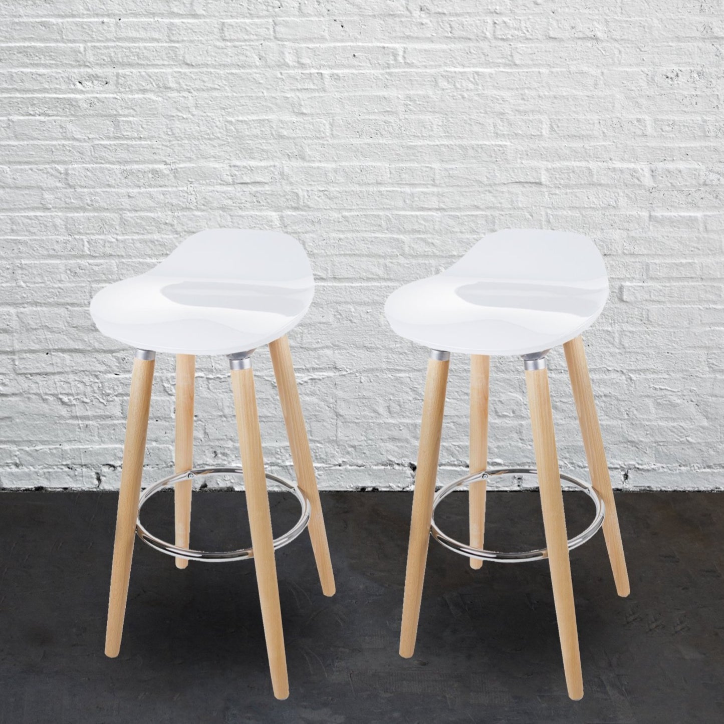 Pack of 2 ABS Bar Stool Round - White