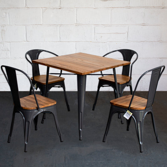 5PC Enna Table Florence & Palermo Chairs Set - Graphite Grey