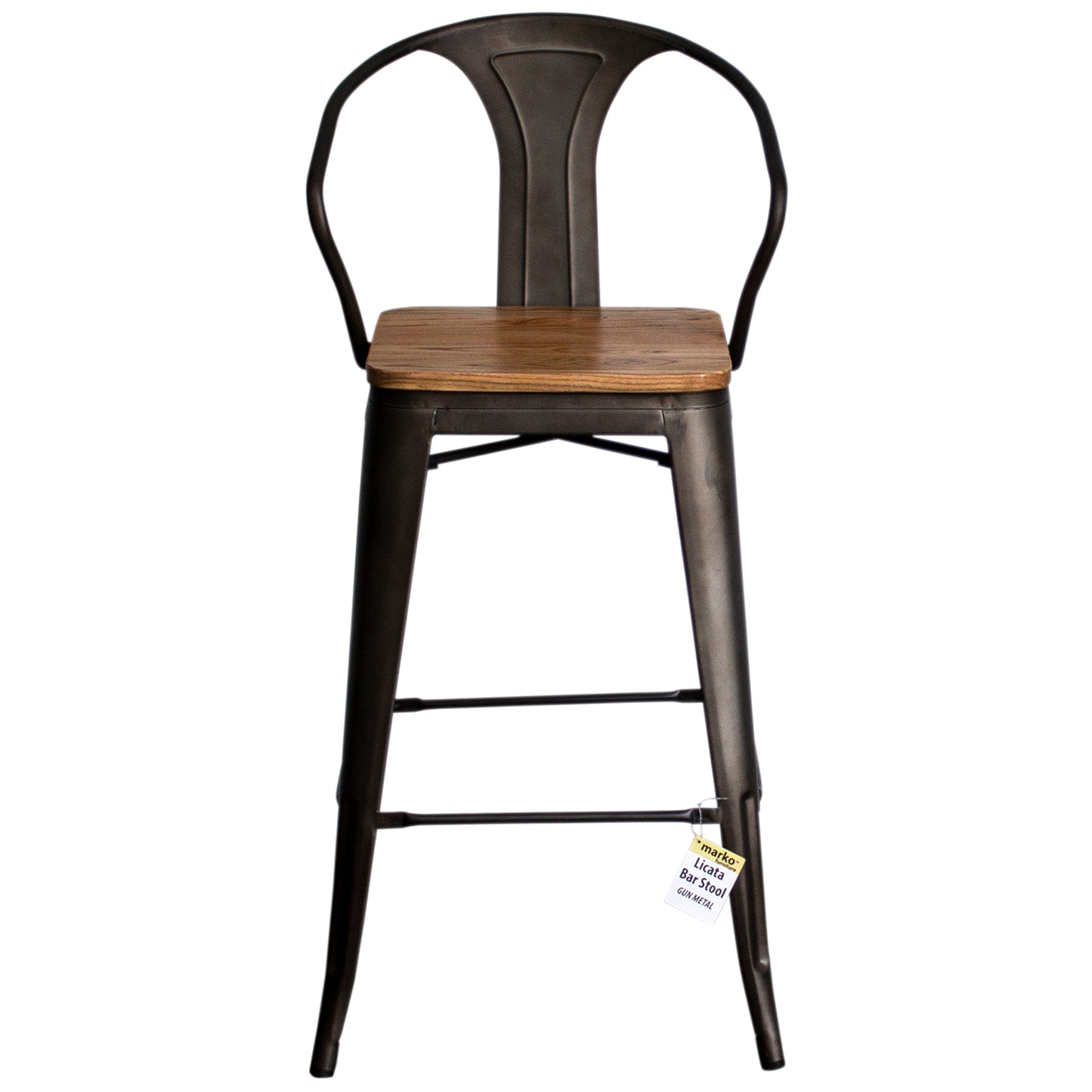 3PC Laus Table & Licata Bar Stool Set - Gun Metal Grey