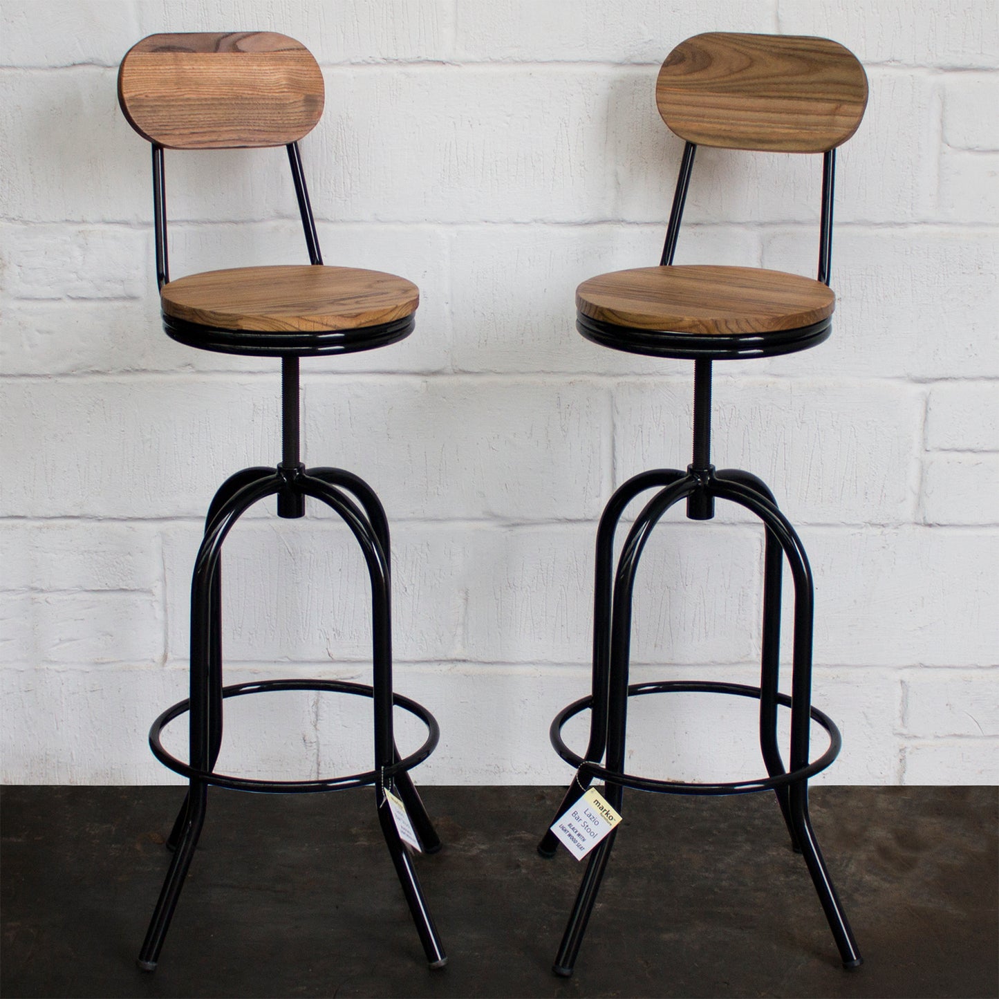 3PC Lodi Table & Lazio Bar Stool Set - Black