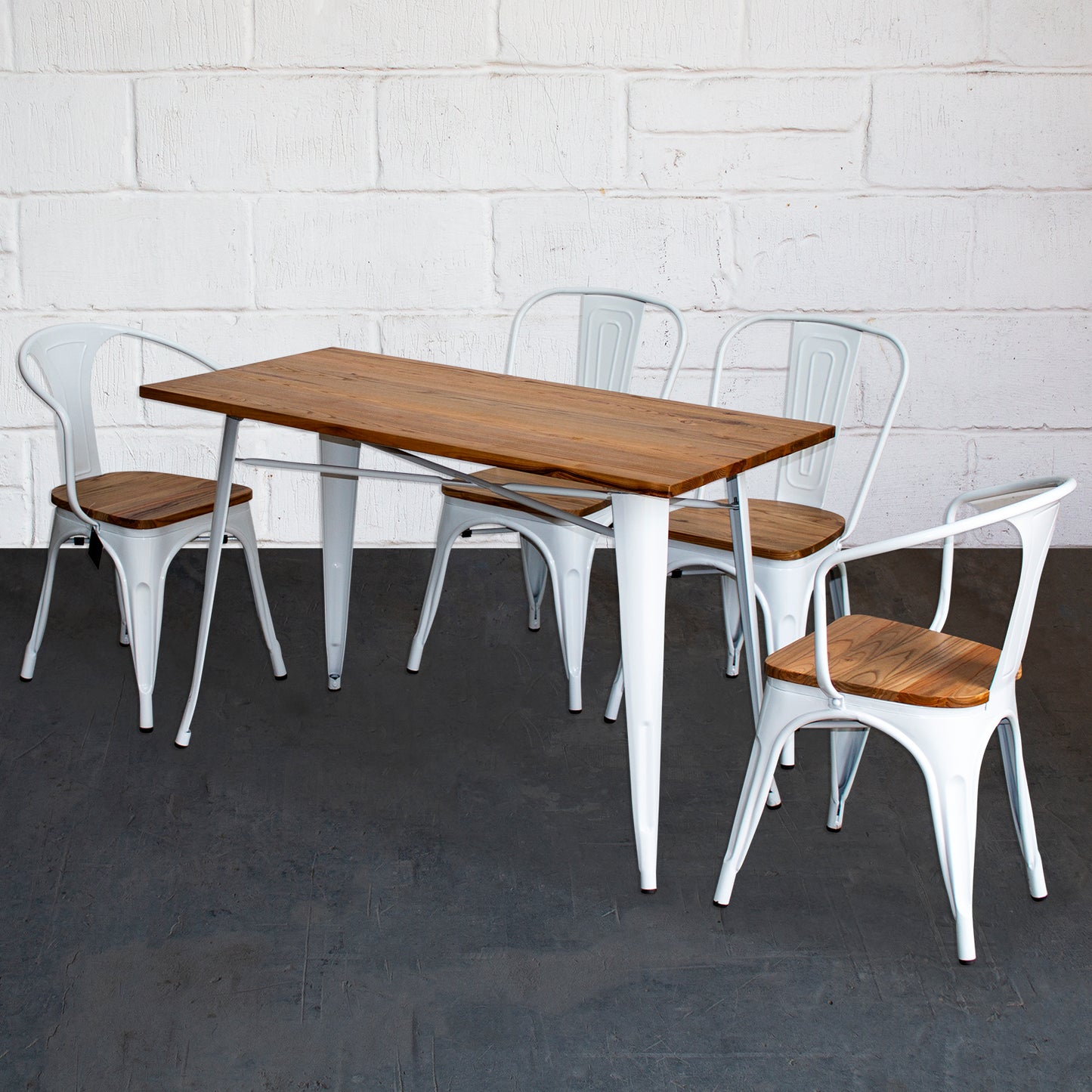 5PC Prato Table, 2 Florence & 2 Palermo Chairs Set - White