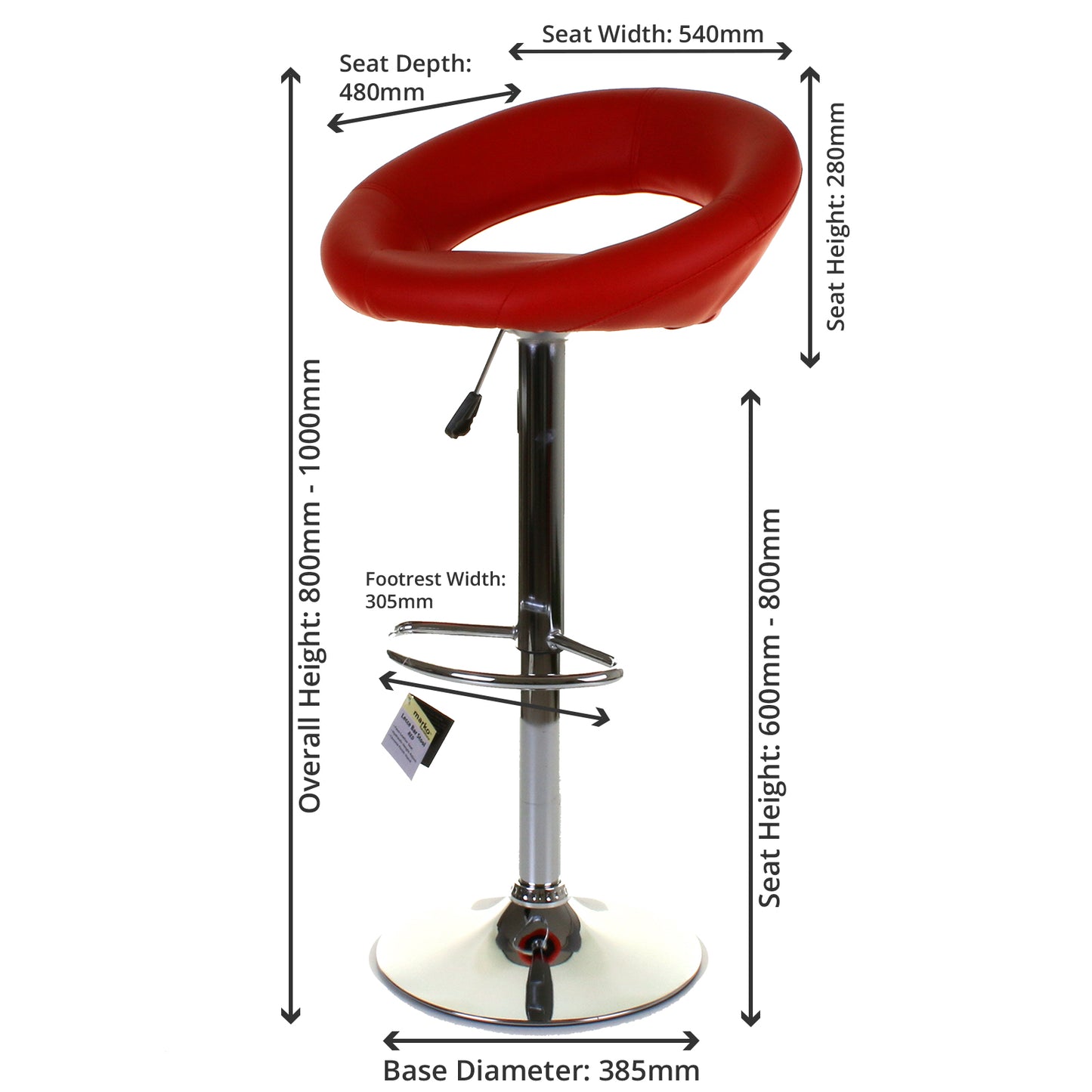 Lecce Bar Stool - Red - Set of 2