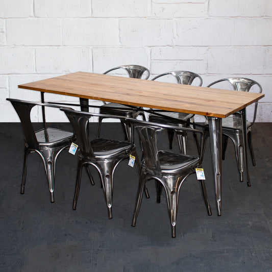 7PC Taranto Table & 6 Forli Chairs Set - Steel