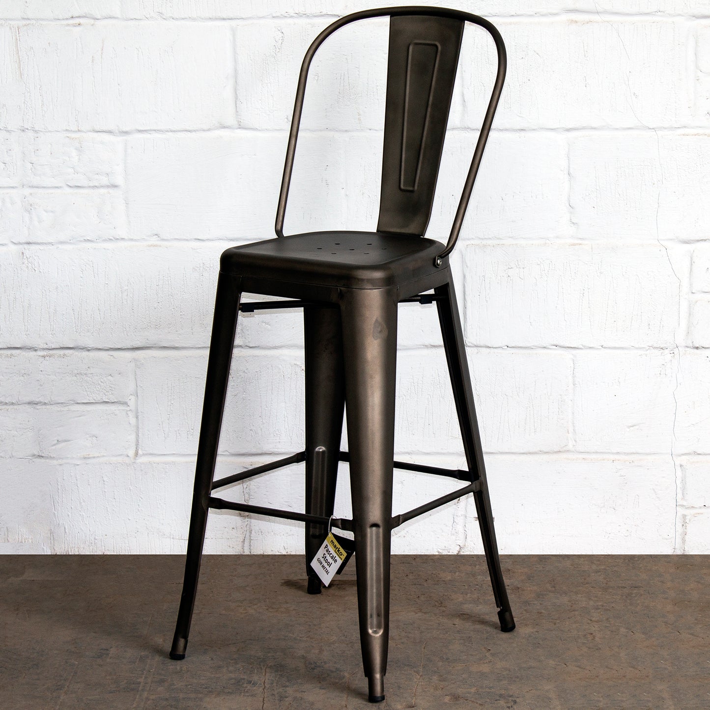 5PC Laus Table & Pascale Bar Stool Set - Gun Metal Grey