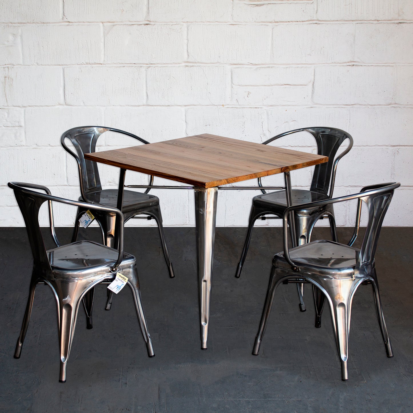 5PC Enna Table & Forli Chair Set - Steel