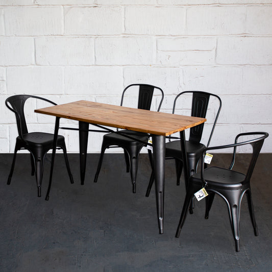 5PC Prato Table, 2 Forli & 2 Siena Chairs Set - Onyx Matt Black