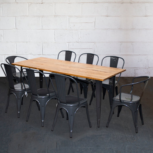 9PC Taranto Table, 2 Forli & 6 Siena Chairs Set - Graphite Grey