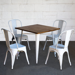 5PC Enna Table & Siena Chair Set - White