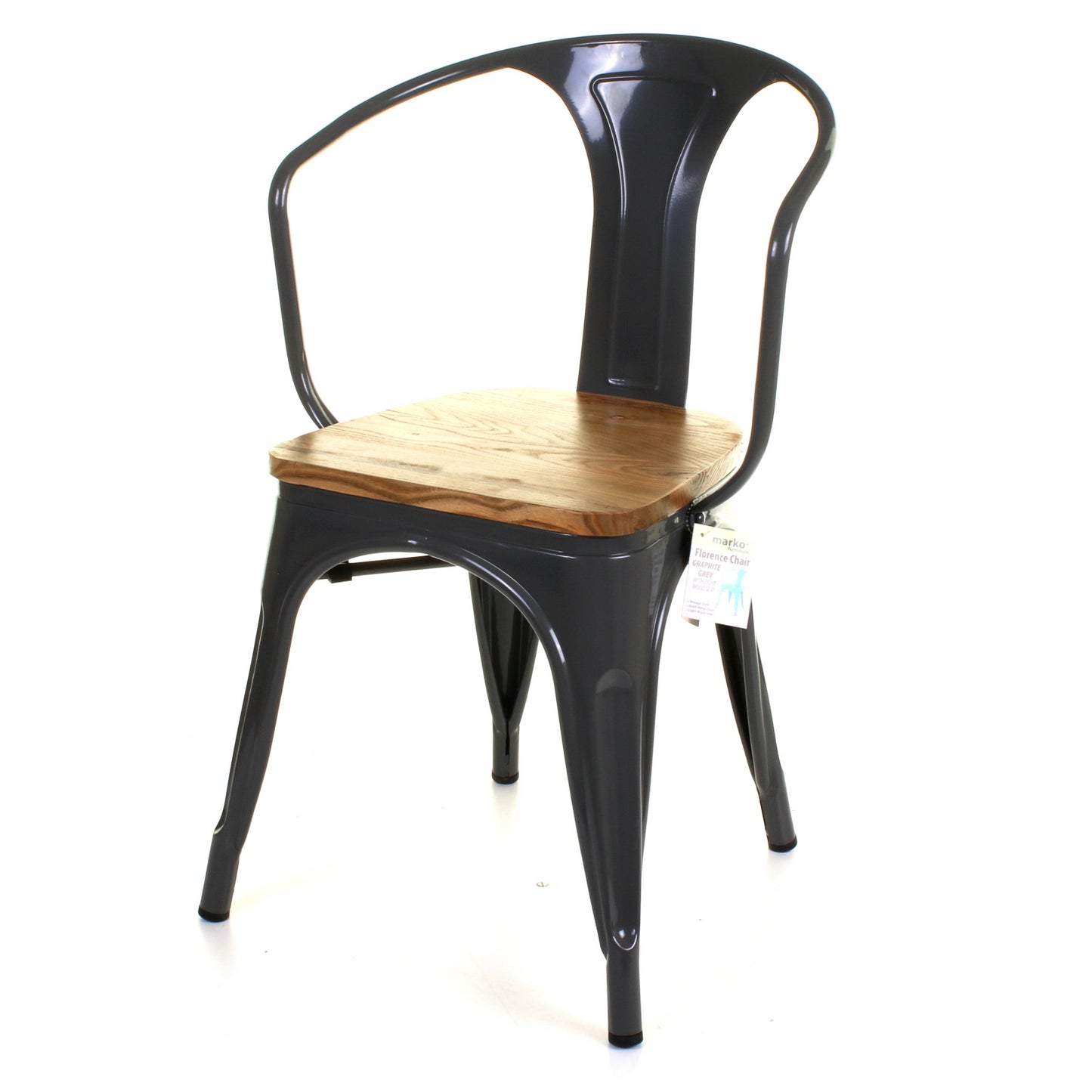 5PC Enna Table & Florence Chair Set - Graphite Grey