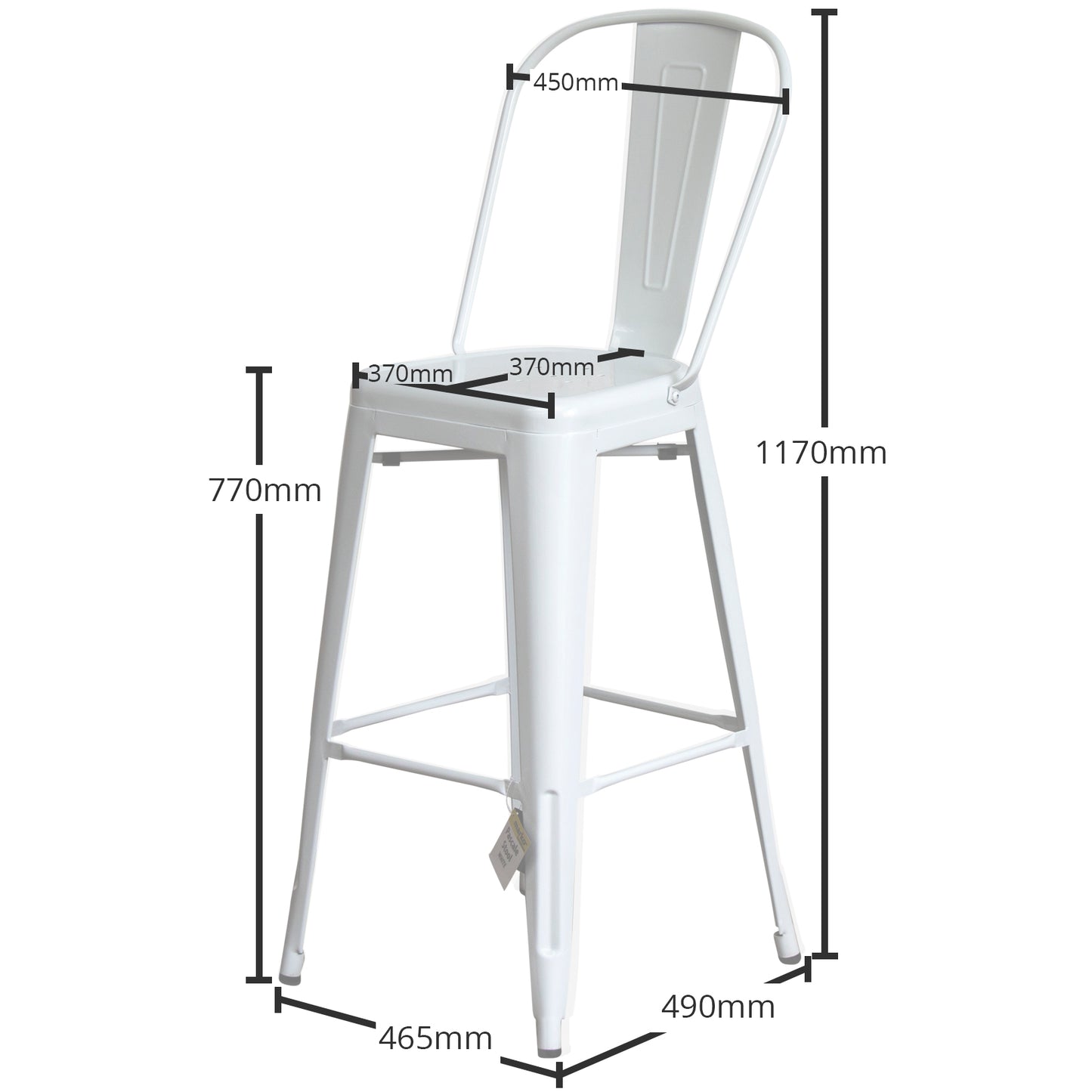 5PC Lodi Table & Pascale Bar Stool Set - White