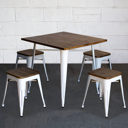 5PC Enna Table & Rho Stool Set - White